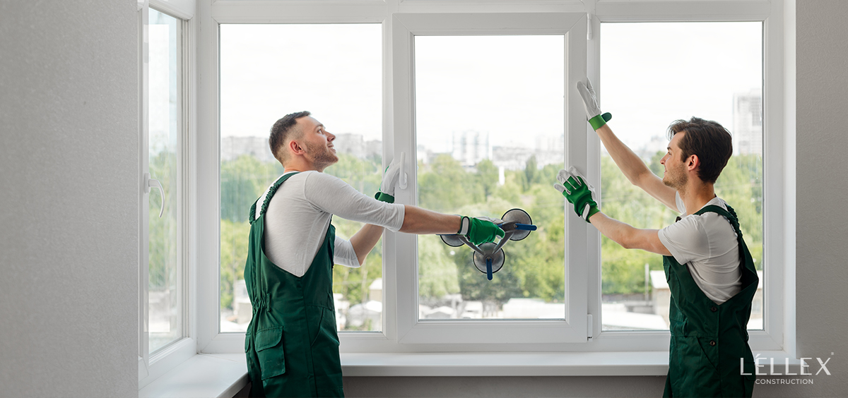 two men replace windows