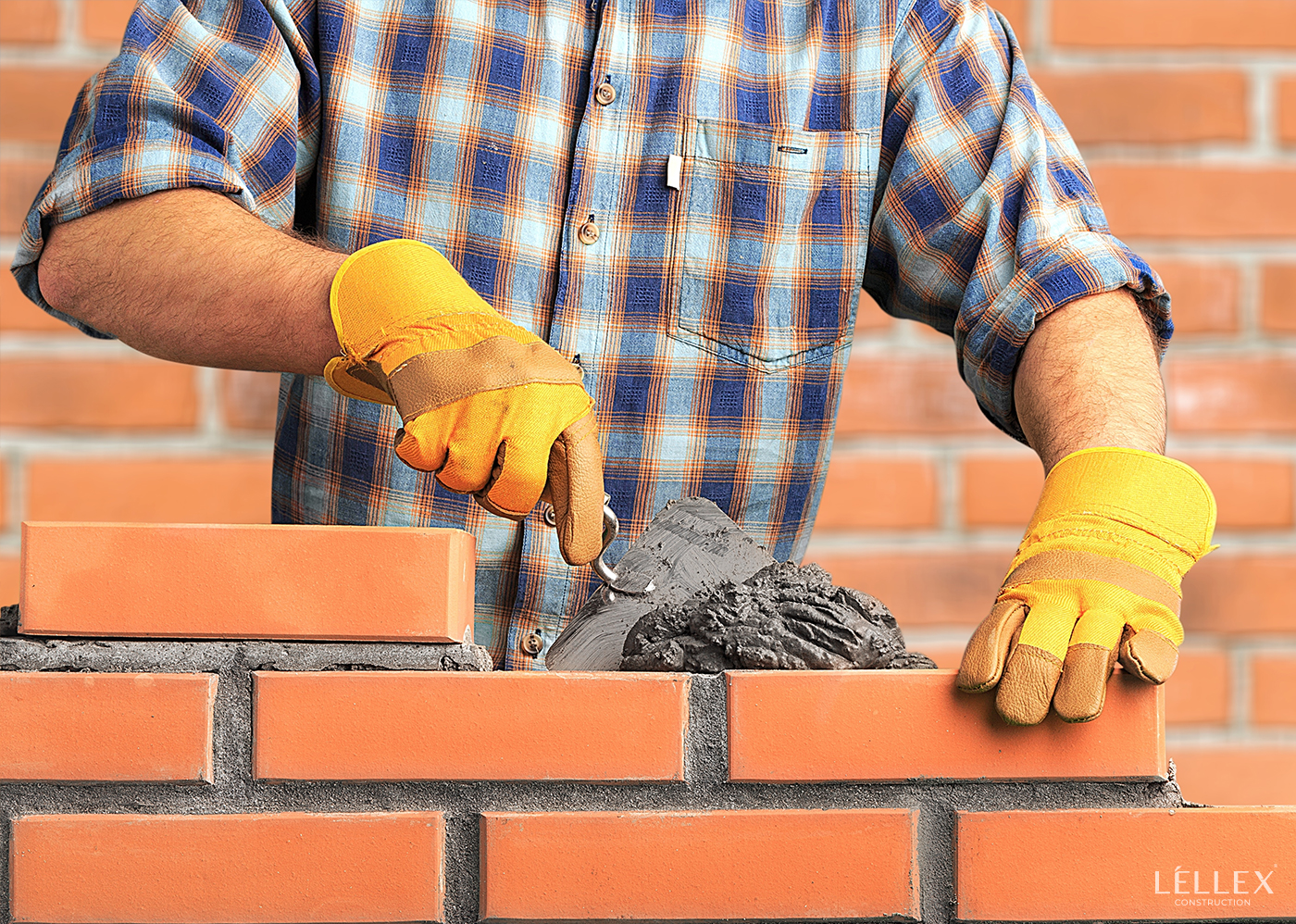 a man Masonry a brick