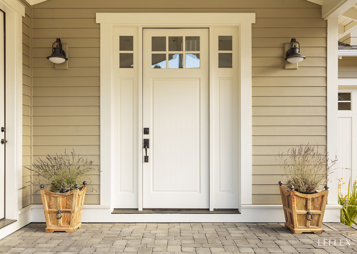 white front door to the house